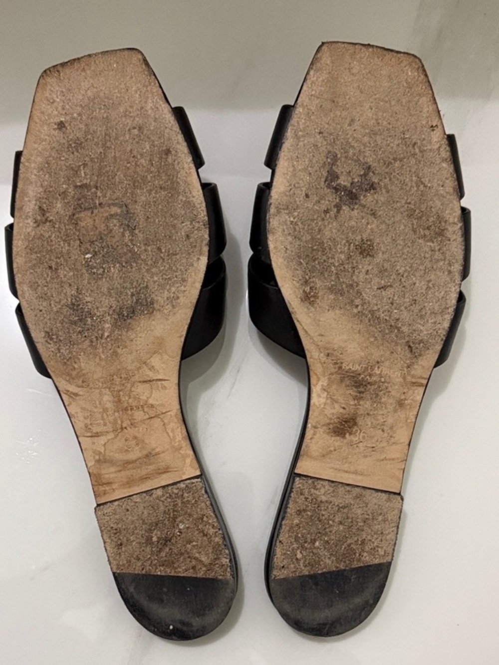 Saint Laurent Black Leather Knotted Slide Mules - Picture 2 of 2